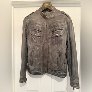 Danier by Blink Men's Gray Leather Moto Jacket